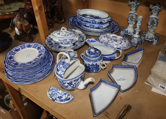 Group of blue and white ceramics